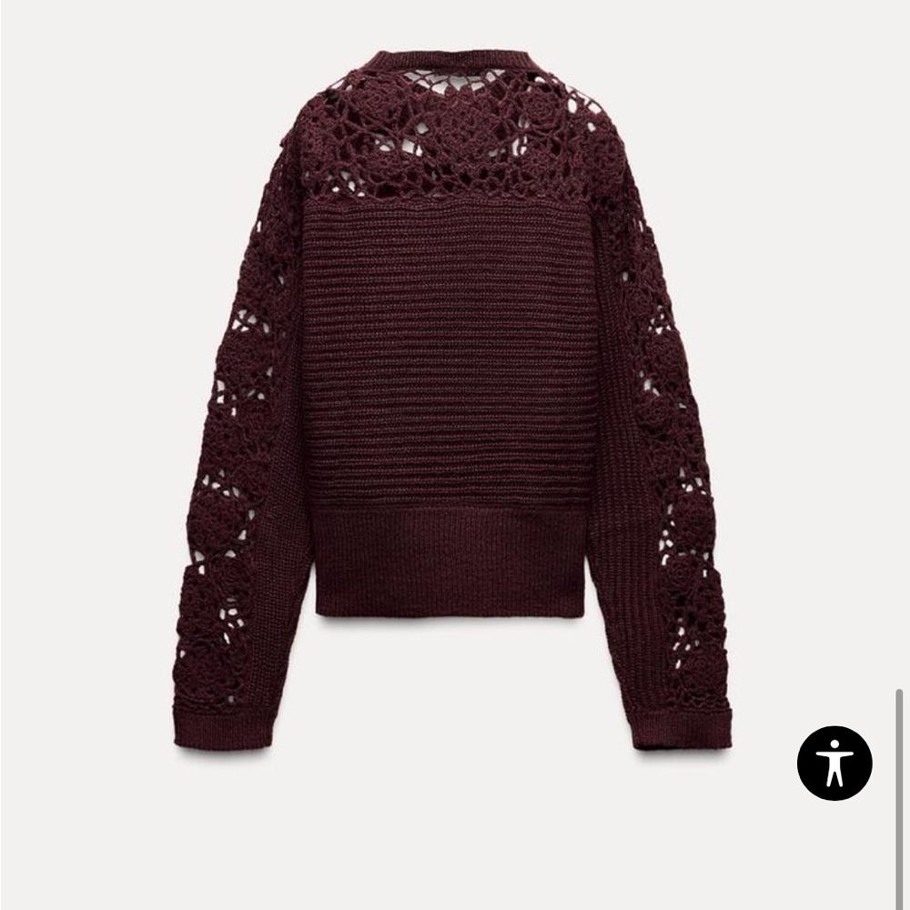 Zara crochet knit sweater in burgundy 
Runs small - Picture 4 of 7